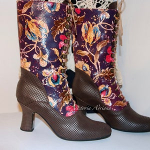 Bottes en cuir, bottes victoriennes, bottes rétro, bottes édouardiennes, bottes style années 1900, bottes à talons confortables, bottes à la mode, bottes de style rétro