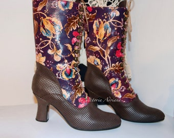 Botas de cuero, botas victorianas, botas retro, botas eduardianas, botas estilo 1900, botas de tacón cómodo, botas de moda, botas de estilo retro