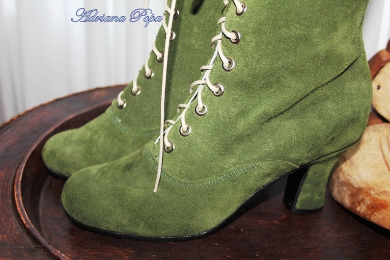 Khaki Boots Khaki suede leather Boots Victorian Boots Edwardian Boots Steampunk Boots Cool Boots Alternative fashion Boots Burning man boots image 4