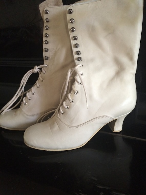 Botas de cuero blanco botas victorianas regency botas | Etsy México