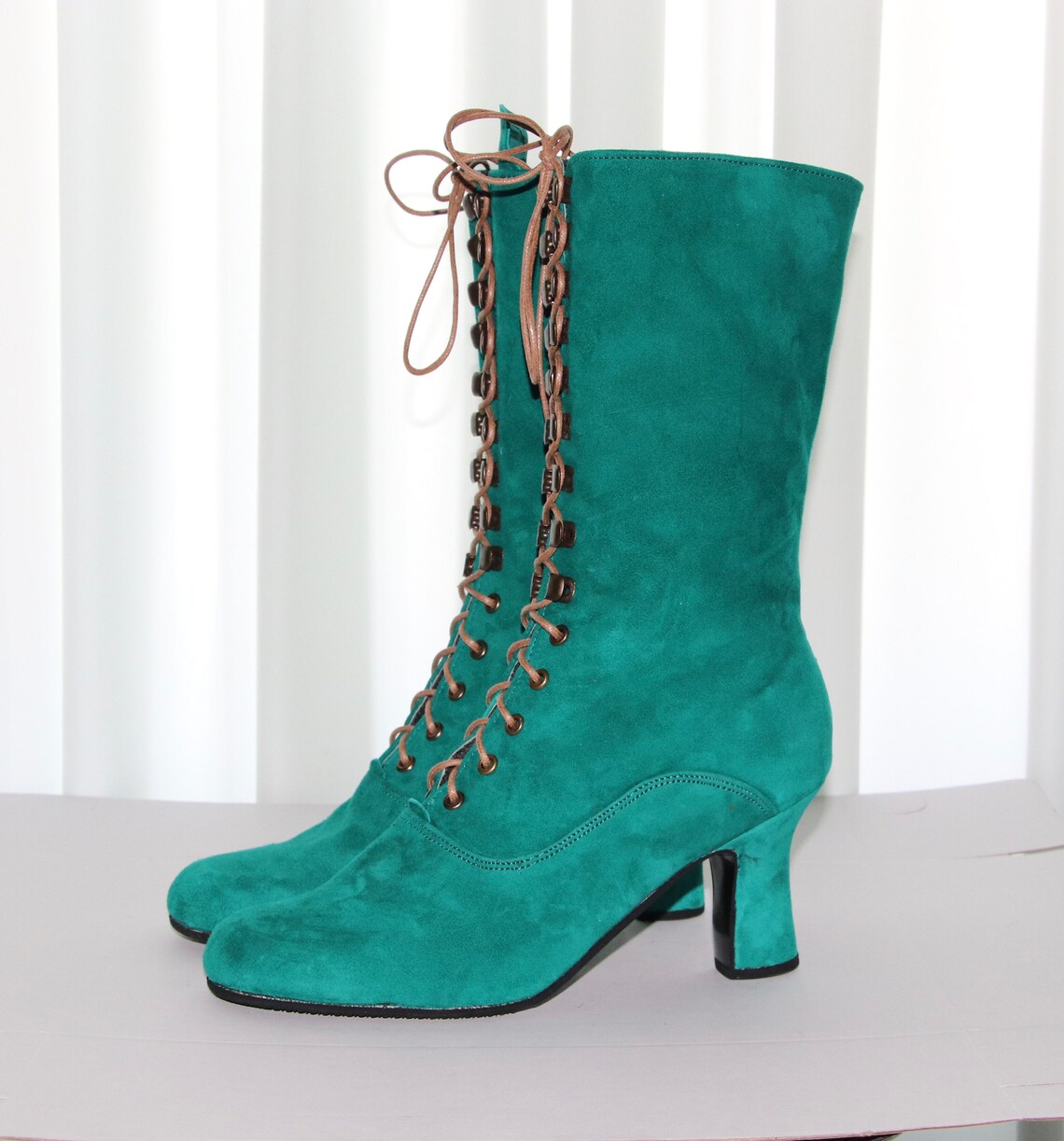 Green Boots Green Shoes Green Leather Boots Victorian Boots Etsy
