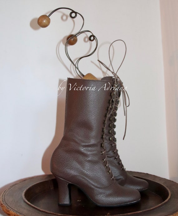 Brown granny boots hotsell