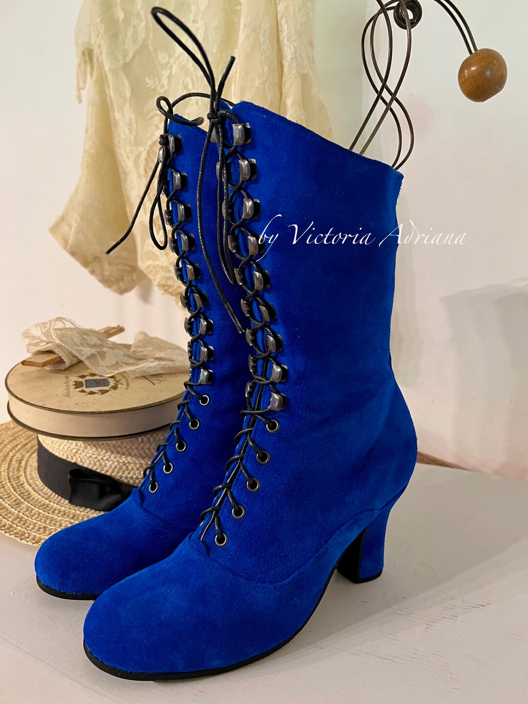 Blue Boots Blue Shoes Royal Blue Boots Suede Leather Boots