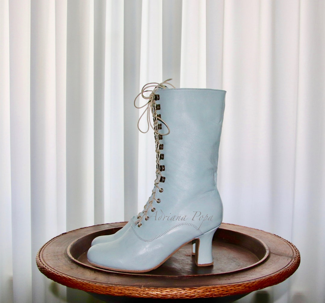 Pale blue boots sale