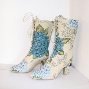 Brocade Boots , Eco Fabric Boots , Victorian Boots , Baroque Boots , Rococo Boots , 1900 shoes , Retro Boots , Bridal shoes ,