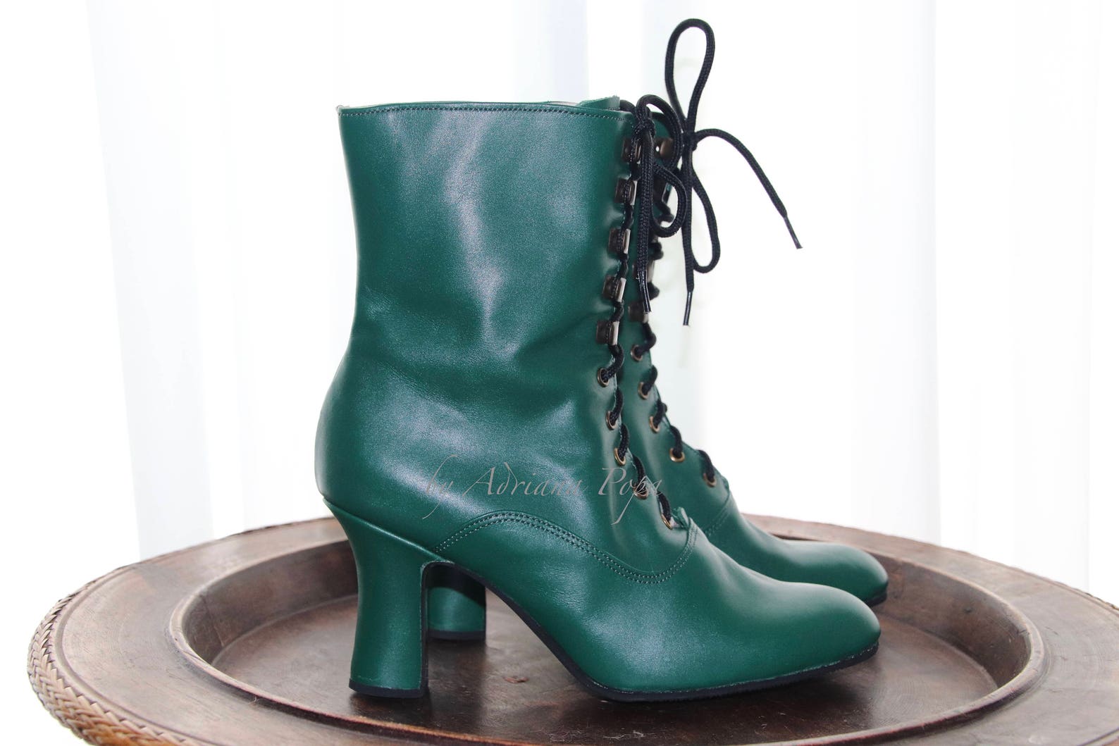 Emerald Green Boots Green Leather Boots Victorian Boots Custom Etsy
