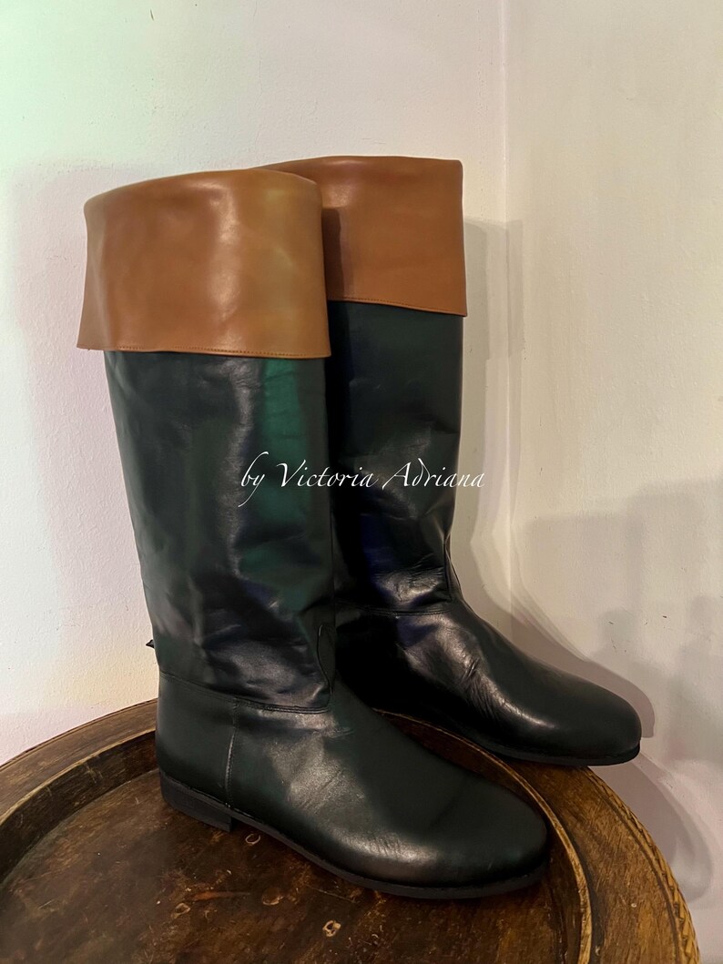 Leather Men Boots , Men Riding Boots , Men Leather Boots , Napoleon style Boots , Men's Costume Boots , Colonial riding Boots 1900's Boots image 2