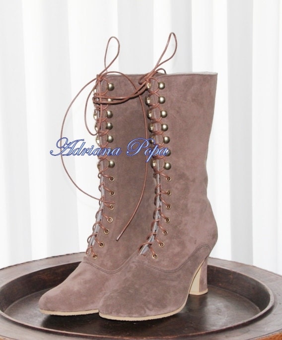 Bottes top taupe daim