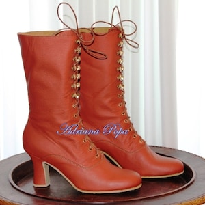 Rooibos tea Boots , 2024 colour Leather Boots , Victorian Boots , Ankle boots , Granny Boots , 1900&#39;s style Boots , Custom made boots
