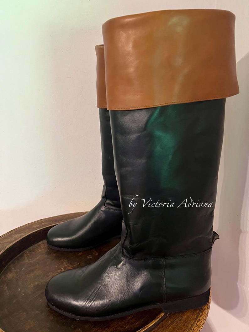 Leather Men Boots , Men Riding Boots , Men Leather Boots , Napoleon style Boots , Men's Costume Boots , Colonial riding Boots 1900's Boots image 3