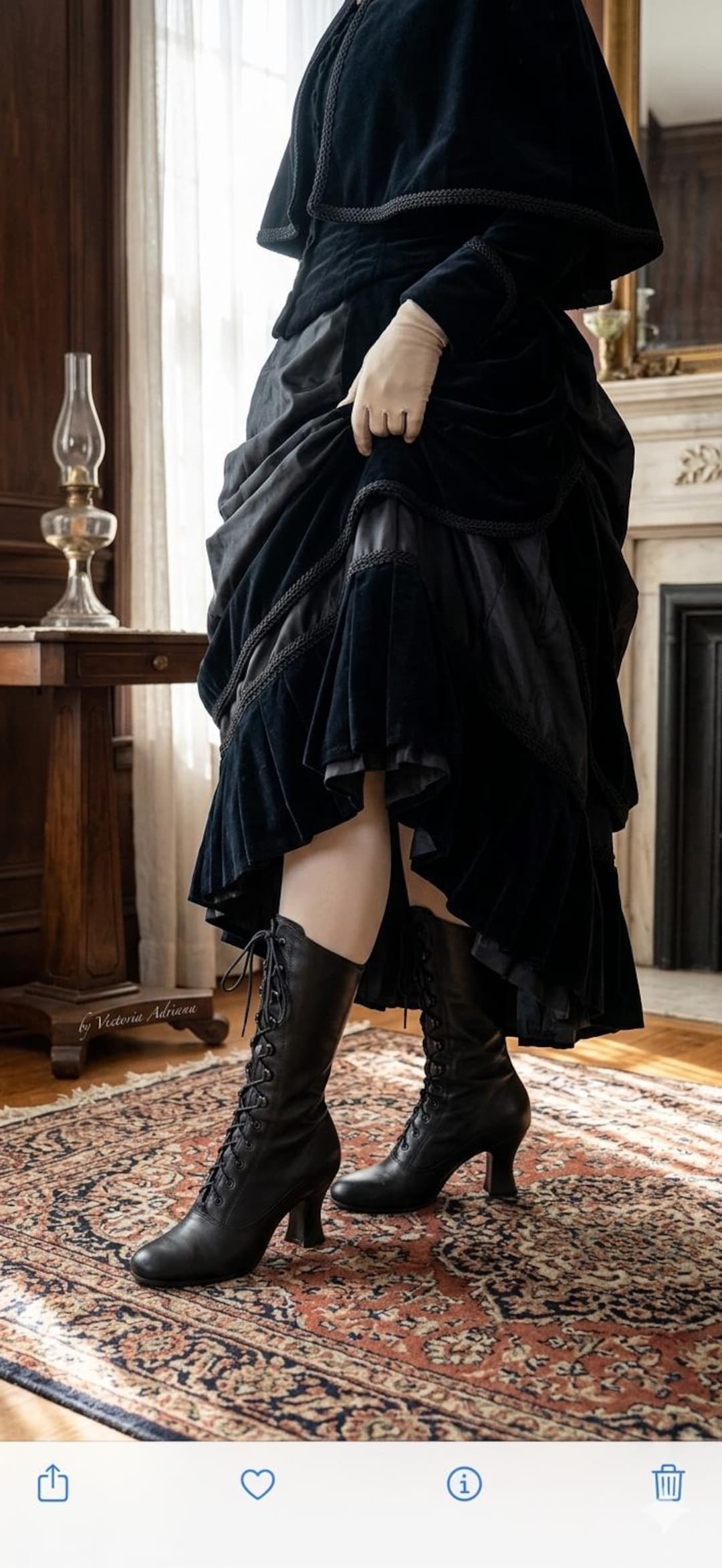 Black Boots Leather Boots Victorian Shoes Edwardian Costume Granny