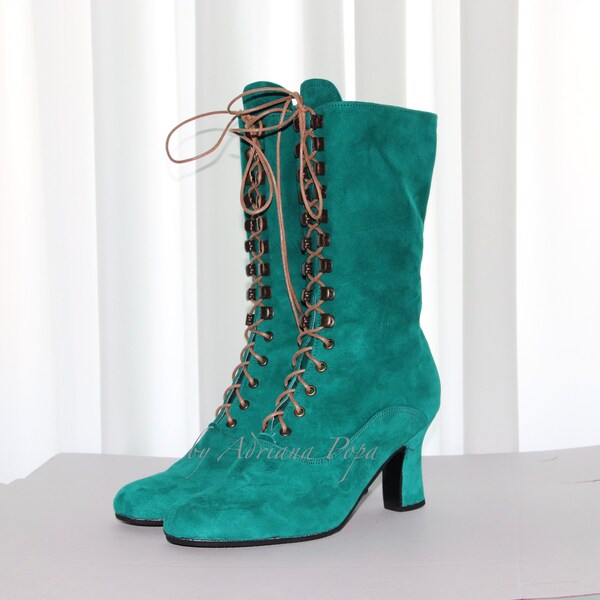 Mint And Green Polka Dot Women's Boots
