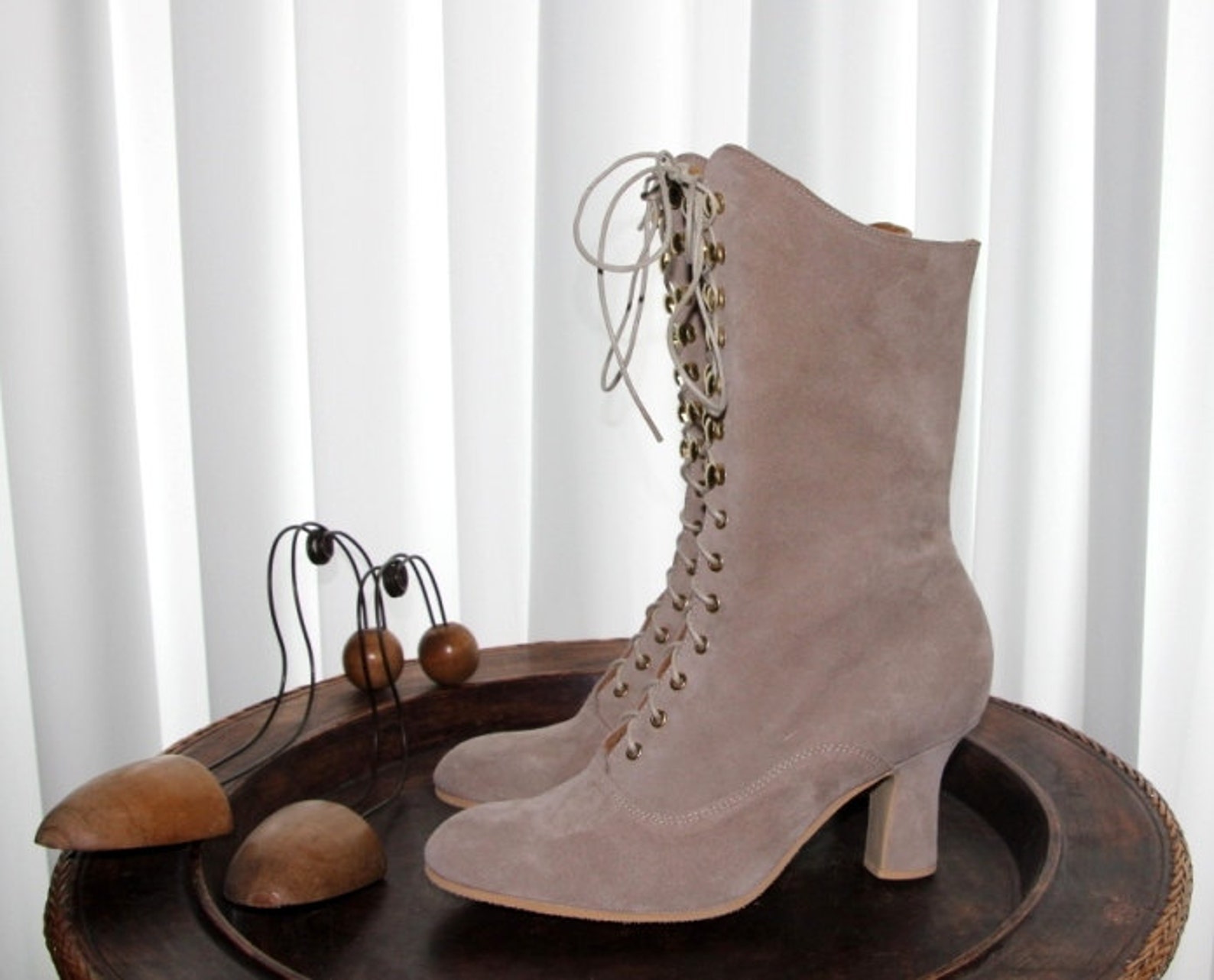 Sand Leather Boots Dark Beige Leather Boots Victorian Boots Etsy