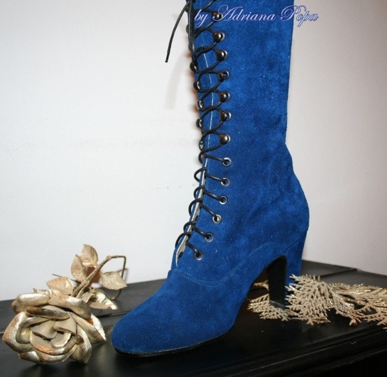 Royal Blue Boots Victorian Boots Cobalt blue Boots Royal Blue | Etsy