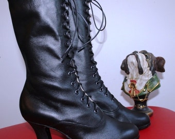 Black Boots , Black Leather Boots , Victorian Boots , Festival Boots , Granny style boots , Regency Boots , Retro Boots , Goth style Boots