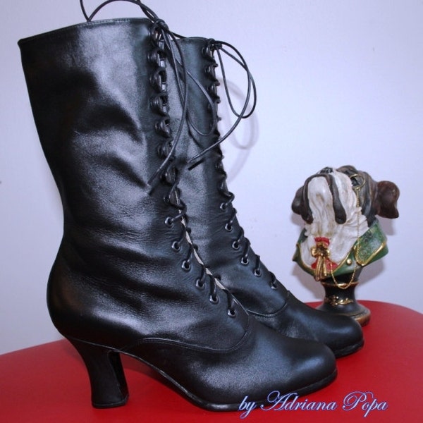 Black Boots , Black Leather Boots , Victorian Boots , Festival Boots , Granny style boots , Regency Boots , Retro Boots , Goth style Boots