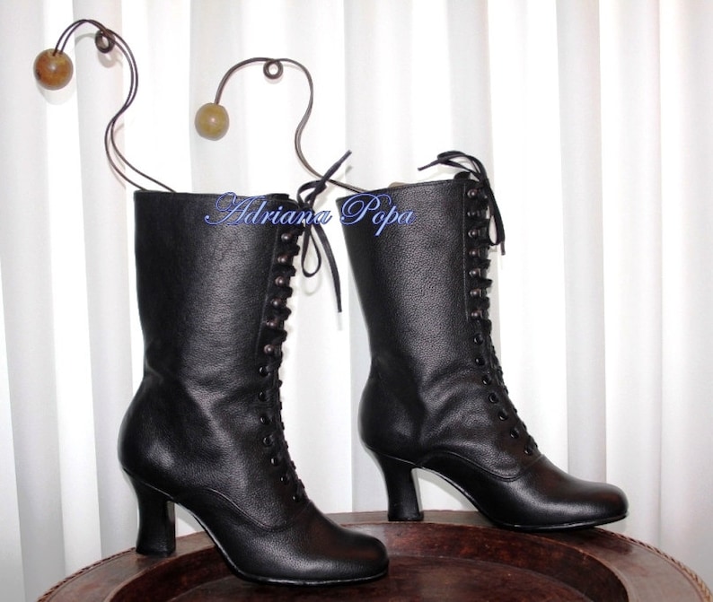 Black Boots Black Leather Boots Victorian Boots Retro Boots Etsy