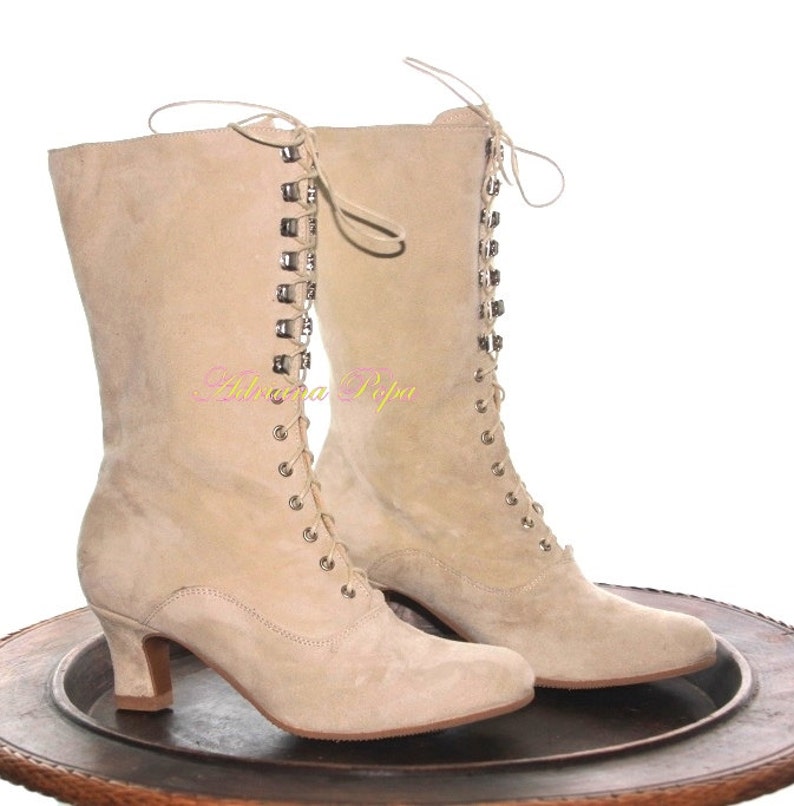 Cocktail Ankle Boots Leather Boots Victorian Boots Ivory Boots Granny Bots Edwardian boots Burning man boots