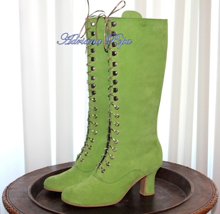 Green lace up boots outlet