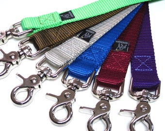 6' Houndstown Banner Leash WITH TRAFFIC HANDLE, 24 Colors, 1" Width, Nickel Hardware