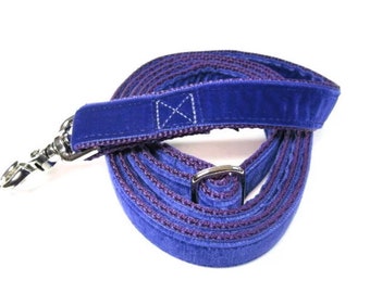 4' Houndstown Purple Swiss Velvet Leash, Adjustable Handle, Lobster Claw Clasp, 1" Width