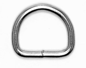 1" D-Ring, Quantity 25, Welded, Nickel Finish, 4.5 mm