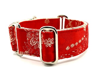 Houndstown 1.5" Red Brocade Satin Lined Martingale Size Medium