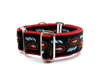 Houndstown 1.5" Red Feather Unlined Martingale or Buckle Collar, Any Size
