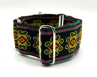 Houndstown 2" Retro Swirl Satin Lined Martingale Collar Size Medium