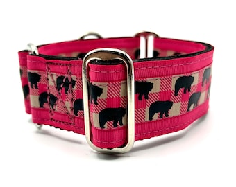 Houndstown 1.5" Pink Checked Smoky Bear, Size Medium