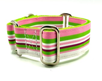 Houndstown 1.5" Pink Stripe Satin Lined Martingale Size Medium