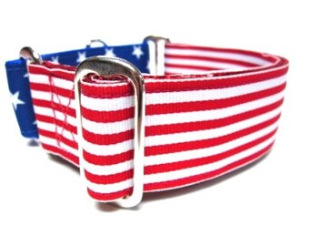Houndstown 1.5" Stars and Stripes Unlined Martingale Collar Size Small, Medium,or Large