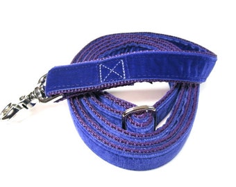 6' Houndstown Purple Swiss Velvet Leash, Adjustable Handle, Lobster Claw Clasp, 1" Width