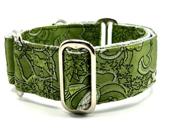 Houndstown 1.5" Green Brocade Satin Lined Martingale Size Medium
