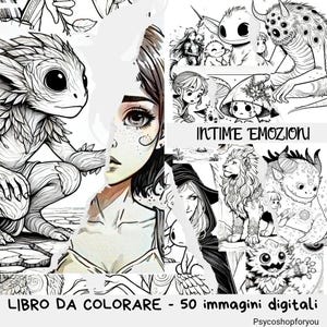 50 Pages Fantasy Coloring Book for Adults – 50 Fantasy Line Art Illustrations – Printable Digital PDF