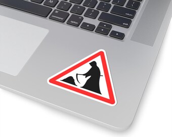 Death At Work Grim Reaper Kiss-Cut Stickers: Funny Laptop Decals, Halloween Decor Themed Gift