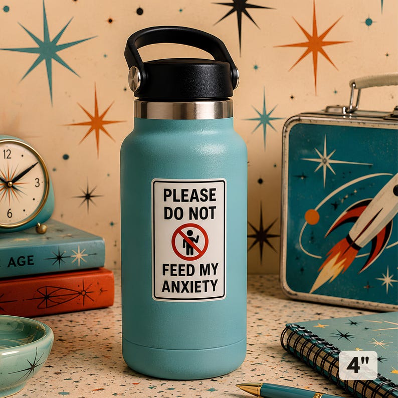 Funny Anxiety Sticker: Mental Health Vinyl Decal - Laptop, Water Bottle Therapy Humor Gift image 4