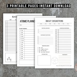 Atomic Disaster Daily Planner: Retro To-Do List, ADHD Organizer (PDF Pages) Humor Fallout Inspired