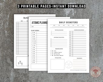 Atomic Disaster Daily Planner: Retro To-Do List, ADHD Organizer (PDF Pages) Humor Fallout Inspired