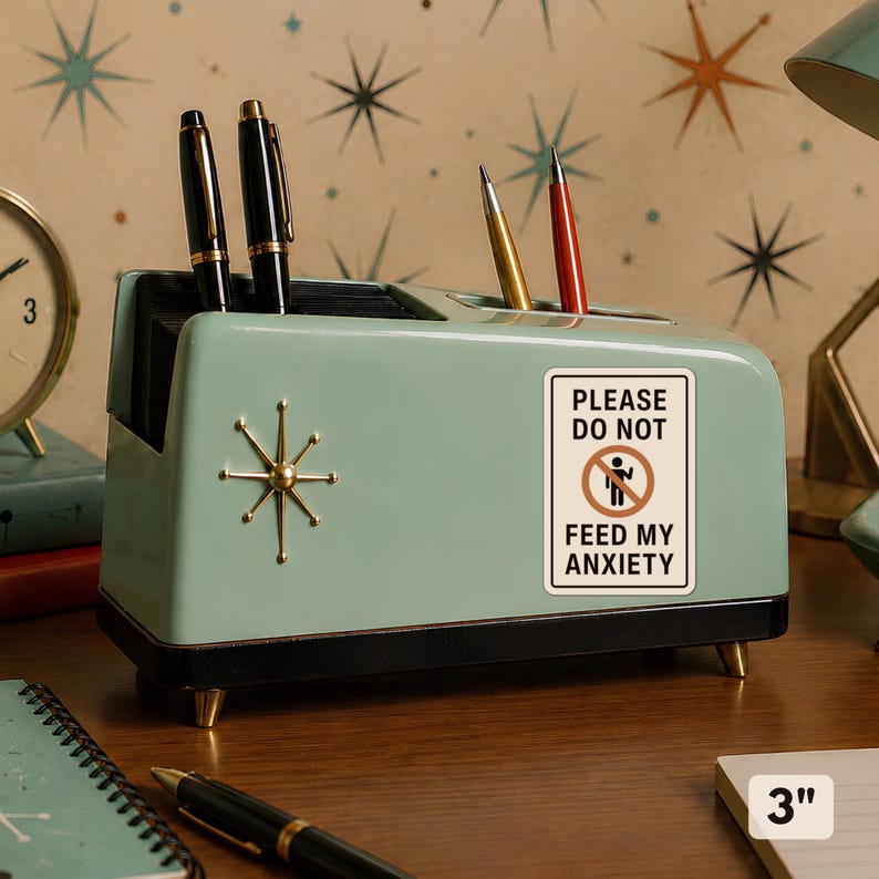 Funny Anxiety Sticker: Mental Health Vinyl Decal - Laptop, Water Bottle Therapy Humor Gift image 6