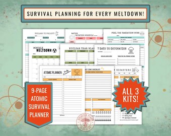 Atomic Planner Bundle: 9 Page Daily, Weekly, Monthly PDF Organizer (Digital Download)  Retro Theme