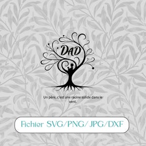 SVG Arbre Papa et Enfant avec Citation Émotionnelle, idéal Cadeau Fête des Pères, anniversaire ou dire je t'aime