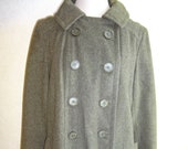 Vintage Womens Vera Maxwell Wool Coat 1950s 1960s Green Double Breasted M Lined