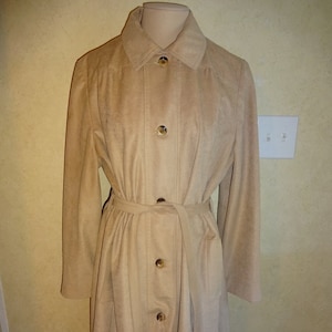 Mujeres Vintage abrigo Faux Suede L XL 20 Charles Weinstein Coat Company C.W.C. Industrias Marrón Forrado Bolsillos