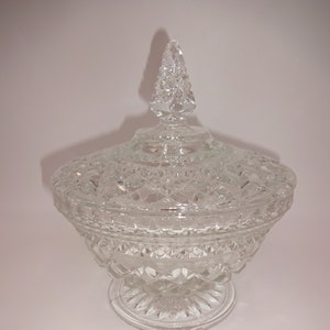 Vintage Anchor Hocking Wexford Clear Glass Covered Candy Dish & Lid