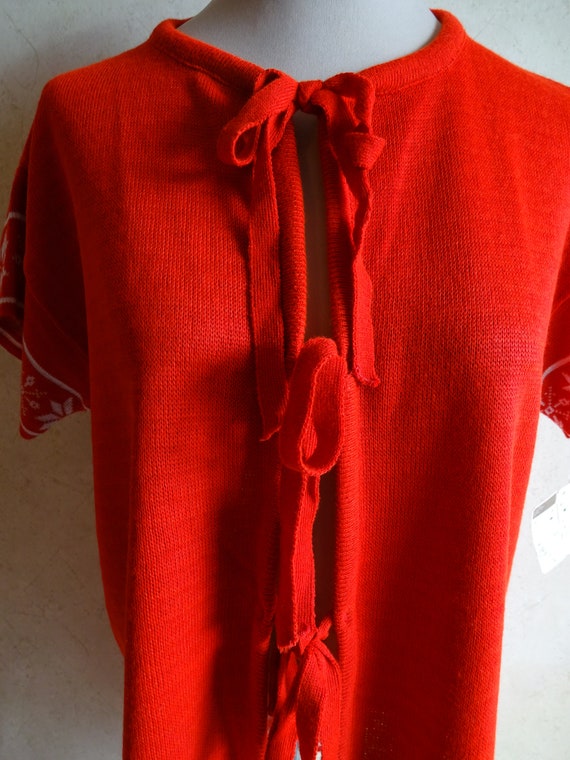 Vintage Womens Sweater 1970s Red Sherry Gale Abra… - image 2