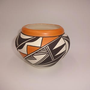 Native American Indian Loretta Joe Acoma Pueblo Pottery Olla Water Jar Bowl Signed