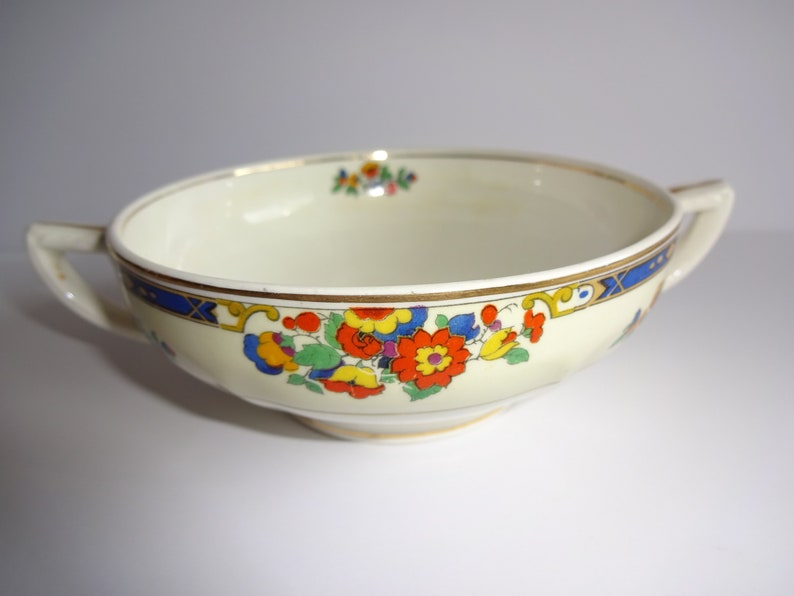 Vintage Grindley Ivory Soup Bowl & Saucer Bouillon Cup Blue Etsy