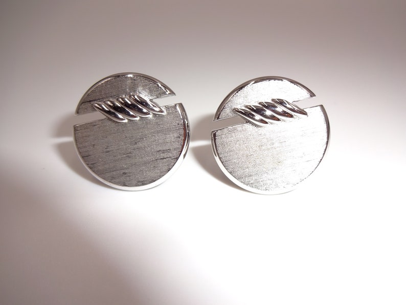 Vintage Mens Swank Cufflinks Cuff Links Round Silver Tone Marked