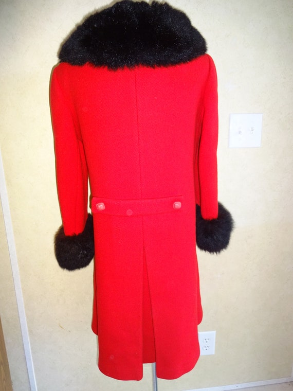 Vintage Womens Wool Coat 1960s 1970s Red Knox Fau… - image 4